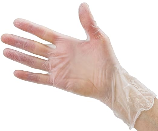 CARE PLUS Vinyl Gloves Clear X-Large, Disposable Latex Free, 100 Count | Powder free exam grade protection for food service, salons & housekeeping; ambidextrous, tear resistant, comfortable fit
