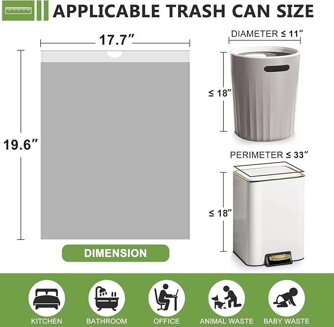 231 Count-Small Trash Bags, 4 Gallon Trash Bag Drawstring, Gray White Bathroom Garbage Bags，Tear-Free Garbage Bags ，Plastic Wastebasket Liners for Toilet Home Office and Bedroom