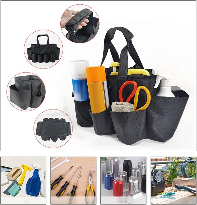 Cleaning Bag, Car Detailing Organizer with Portable Storage Bag Oxford Cloth Cleaning Tool Organizer Utility for Household Gardening Outdoor Maintenance
