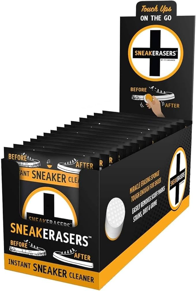 SneakERASERS Instant Shoe Cleaner Pre-Moistened Sponge, 14 Pack | Effective for White Sneakers, Tennis Shoes, Portable Shoe Cleaning Kit, Instant Sneaker Cleaner