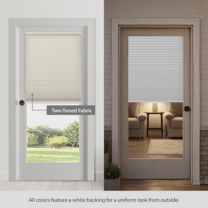 DEZ FURNISHINGS Cordless No Tools No Drill 1.5" Magnet Light Filtering Shades for Metal Doors, 25" W x 42" H, Anchor Gray