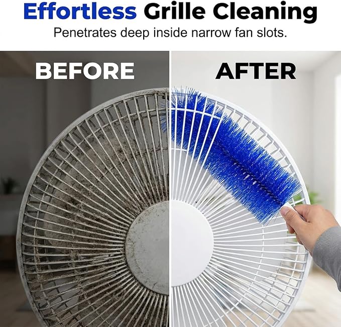 2027 New Bendable Microfiber Head (Grey 3 PCS) | Reusable Fan Cleaning Brush, Washable Fan Cleaner Brush for Electric Fans, Air Conditioning, Car Vents and Curtain