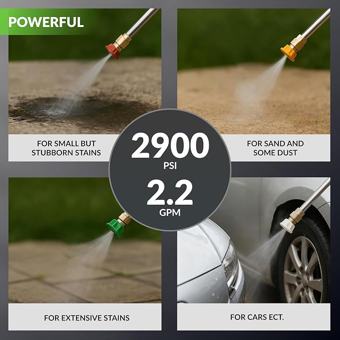 Giraffe Tools Retractable Wall Mount Pressure Washer Pro with 100FT Hoses | 2900 PSI, 2.2 GPM Electric Power Washer with 1800W Motor, Automatic Rewind, 4 Nozzles, Foam Cannon for Cars/Fences/Patios