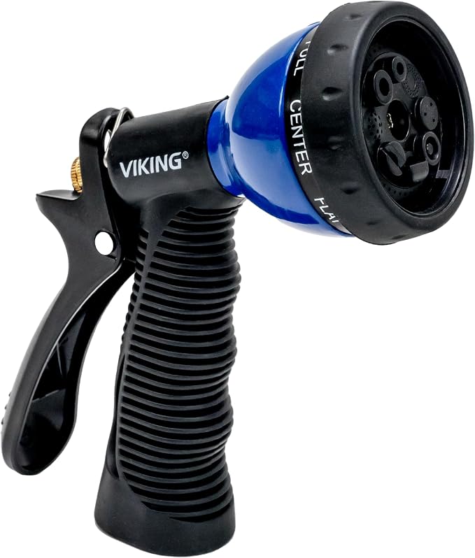 VIKING Garden Hose Nozzle with 8 Spray Patterns for Washing Cars | Water Hose Nozzle for Car Washing Kit, Watering Plants, Washing Pets, and Home Use