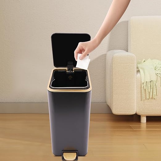 3.2 Gallon Trash Can,Commercial Trash Garbage Can with Lid,Slim Trash Can Tall & Narrow Trash Bin Touchless Trash Can for Restaurant School Kitchen (Black 3.2 Gallon)