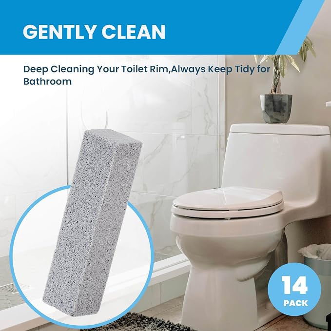 Riuja 14 Pack Pumice Stone Toilet Bowl Cleaner, Pumice Stone for Cleaning | Pumice Scouring Stick Removes Limescale, Hard Water Stains & Rust from Toilets, Tubs, Grills, Pools and More