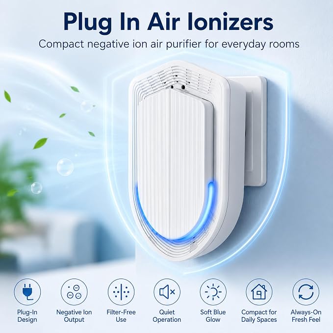 Air Ionizers - 6 Pack Plug In Negative Ion Technology Air Purifier | Quiet Mini Air Freshener for Home, Bedroom, Office, Basement - Portable Air Purifiers for Odor, Dust, Smoke, Pet Smell