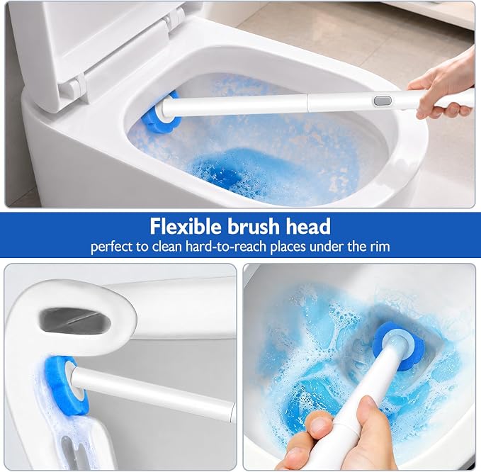 Disposable Toilet Brush-Toilet Bowl Cleaner Wand with 48 Refills | Wall Mounted Brush and Holder , Touch-Free for Deep Cleaning Bathroom