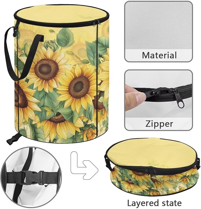 Sunflower 24 Gallon Camping Trash Can Collapsible Outdoor Garbage Can Compact Easy to Store Recycling Bin for Camping RV Travel Waterproof Storage Bags for Clothes