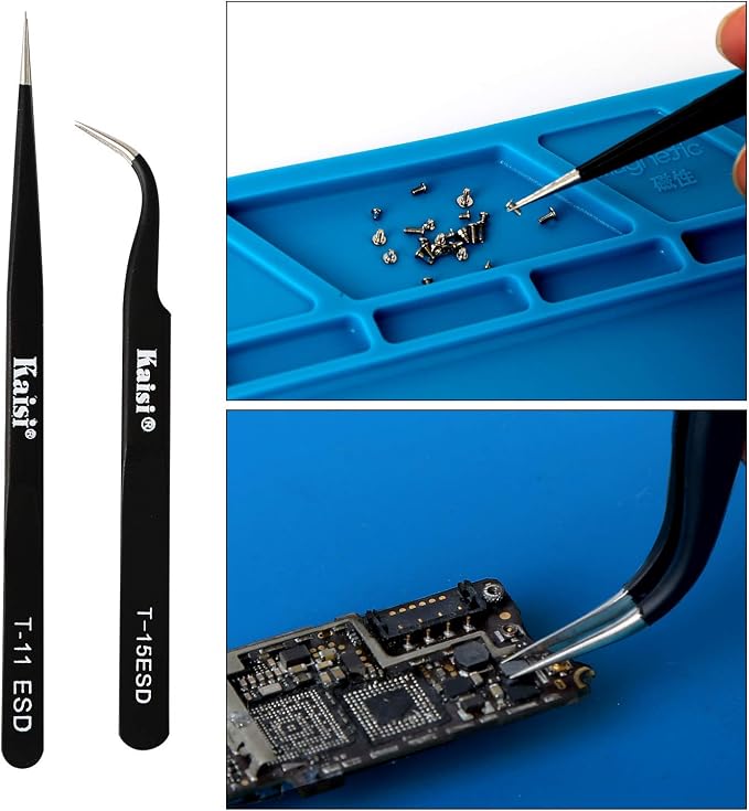 Kaisiking 6 Pcs Double Sided Soldering Assist Aid Repair Tool | with 2 Precision Tweezers for Electronics Repair and Soldering