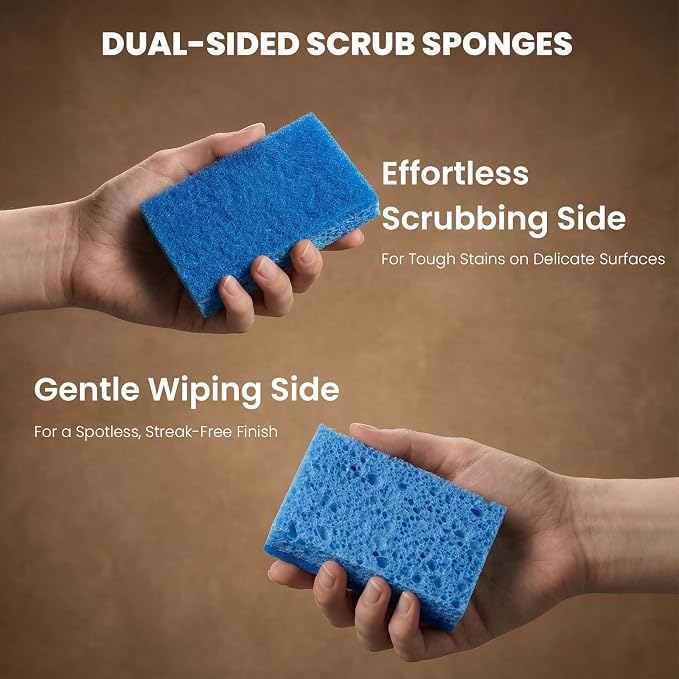 Metflavor Kitchen Sponges, 12 Count, Dual-Sided Non-Scratch Scrub Sponge | Dish Scrubber, All-Purpose Cleaning