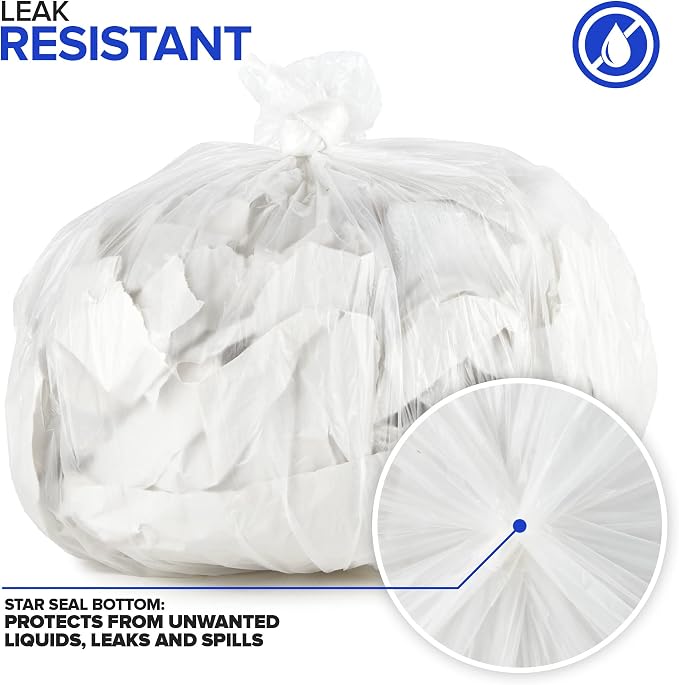 Stock Your Home 2 Gallon Unscented Small Garbage Bags, 100 Count, Leakproof, Versatile Usage, Grab-n-Go