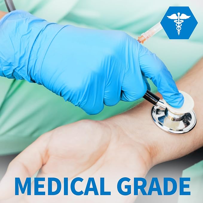 Medical Blue Nitrile Disposable Exam Gloves 4Mil Latex & Powder-Free | Flex • Powder-Free & Latex-Free • Medical • Examination • Lab • Chemo Rated • Cooking • Cleaning • Food Prep • Blue • 100 Pcs