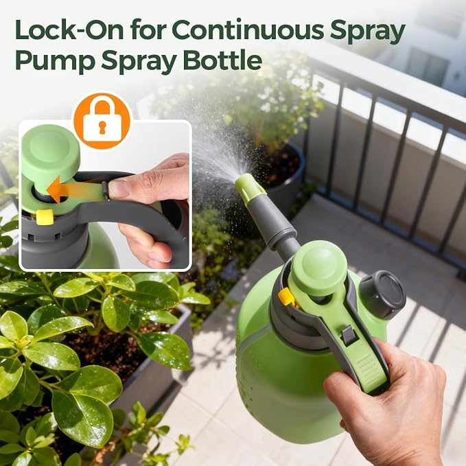 T4U Pump Sprayer 0.5 Gallon, Garden Spray Bottle with Short Nozzle | Hand pressure sprayer with adjustable brass nozzle for plant watering, lawn care, fertilizing, pest control and home cleaning