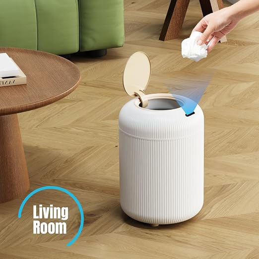stonespace Bathroom Trash Can Automatic Touchless, Motion Sensor Trash Can with Lid, Small Garbage Can for Toilet, Bedroom, Living Room, Office, 3 Gallon, White