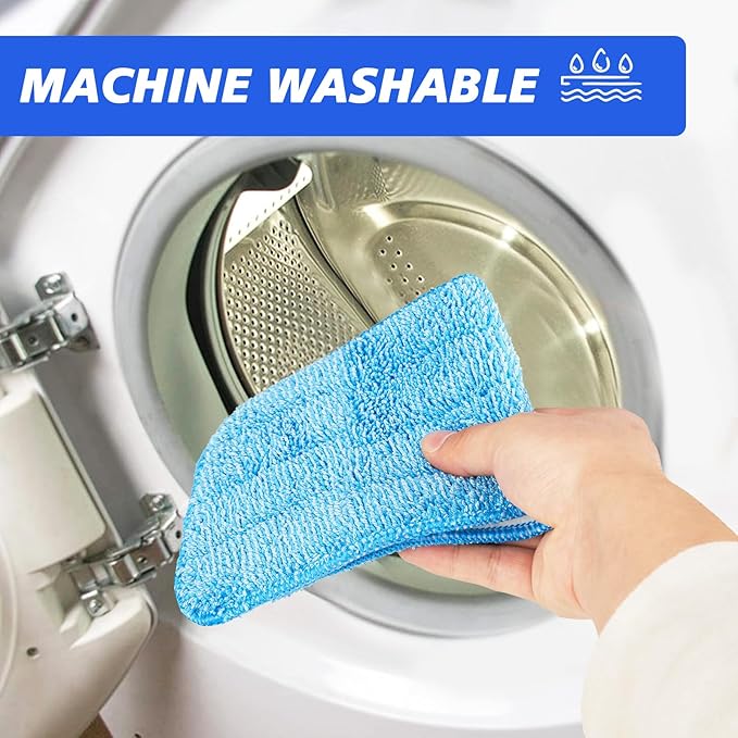 17.5" Professional Microfiber Floor Cleaning Mop, Flat Mop with Stainless Steel Handle, 2 Reusable Washable Pads, Wet and Dust Mopping for Hardwood, Vinyl, Laminate, Tile Cleaning (Blue)