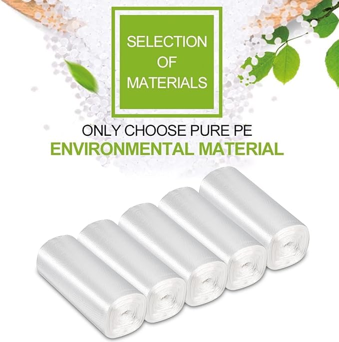 Tebery 300 Counts 4 Gallon Clear Small Garbage Bags Trash Bags, Wastebasket Bin Liners for Bathroom Bedroom Office Trash Can, 6 Rolls