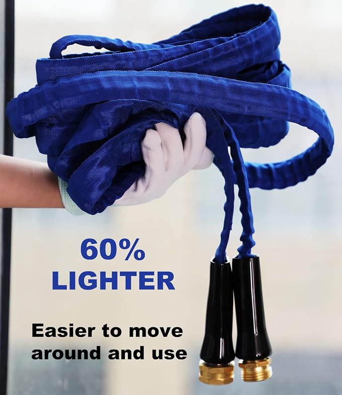 YOTOO Garden Hose 100 FT, Lightweight, Durable, Flexible, Non-Expanding, Kink-Free Water Hose with Solid Brass Fittings for Outdoor, Watering flants and flowers, Car Wash