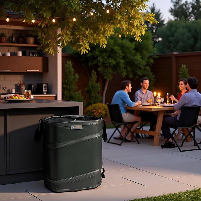 YUDI & GARDEN 19 Gallon Square Collapsible Yard Waste Bin | Collapsible Trash Can for Collecting Weeds, Leaf, Yard, Camping and Party Waste