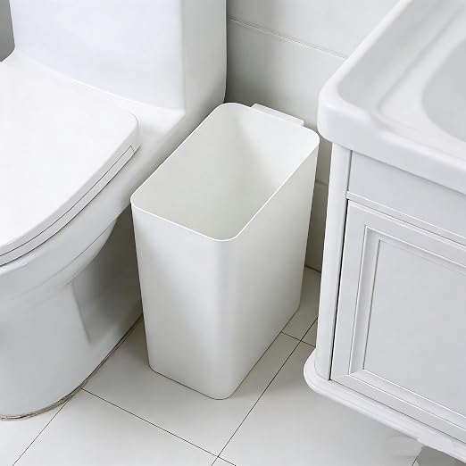 Zopnny 3-Pack 4.5 Gallon Slim Plastic Trash Can, Trash Waste Grabage Can | Small Rectangular Commercial Office Recycling Bin, Space-Saving Wastebasket for Bathroom, Bedroom, Kitchen, White