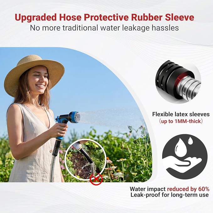 Lefree 75ft Metal Garden Hose - 304 Stainless Steel Water Hose | Flexible Heavy Duty No Kink Leak Proof with Upgraded Handle & Spray Nozzle for Yard Garden Pet Bath Outdoor Cleaning