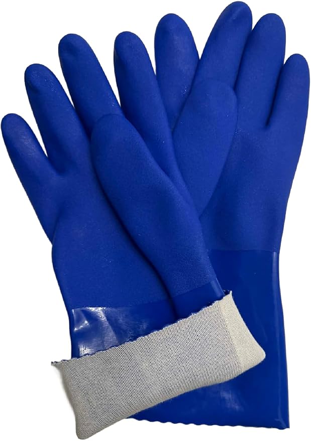 Waterproof PVC Work Gloves – Heavy Duty Textured Grip, Long Cuff PPE for Crabbing, Fishing & Cleaning