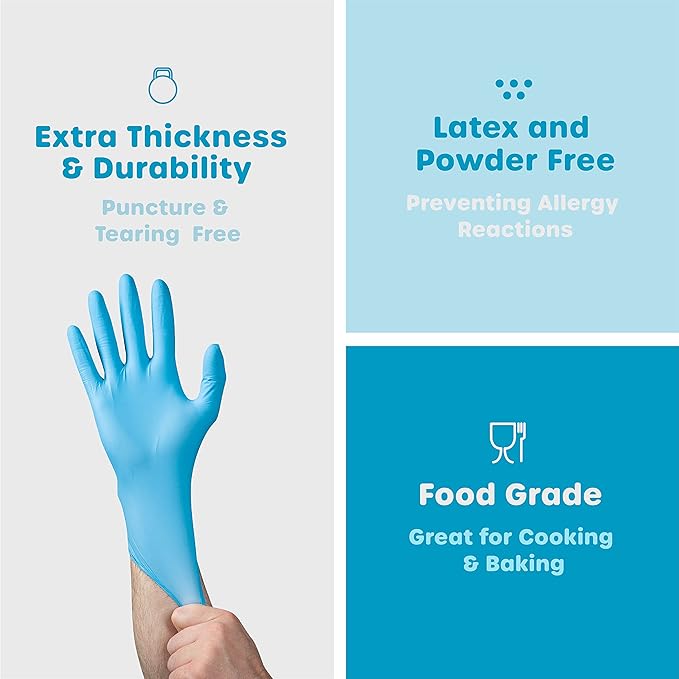 Comfy Package Synthetic Vinyl Blend Disposable Plastic Gloves Non-Sterile, Powder & Latex Free
