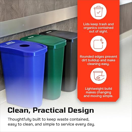 City Box Recycling Plastic Trash Can with Lid for Office | Available 7 & 10 Gallon Sizes, Durable Plastic Construction, Secure Lid, Lightweight Design Indoor Recycling bin for kitchen