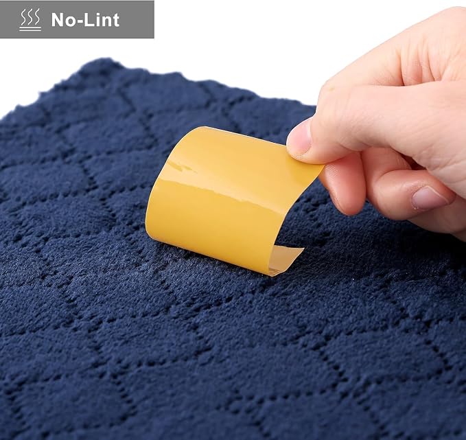 Homaxy 12 Pack Super Soft Absorbent Dish Towels, 13" x 19", Navy Blue | Coral Velvet, Nonstick Oil Fast Drying Microfiber Cleaning Cloth, No Lint Dishcloths for washing and drying