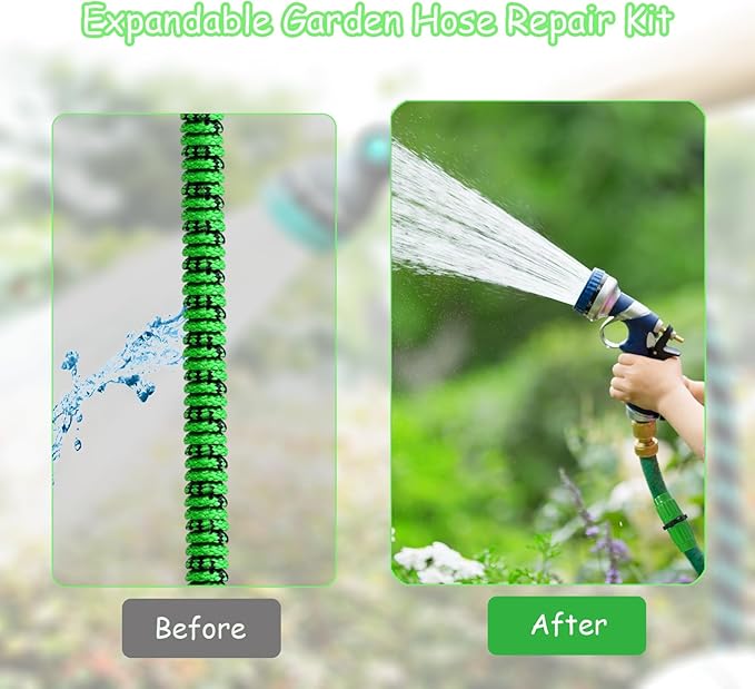 Expandable Hose Repair Kit, 3 Sets Dual-Channel Flexible Garden Hose Connector, Female Male Retractable Water Hose End Repair Fittings Fits for Rubber Water Pocket Hose 25 50 75 100 FT