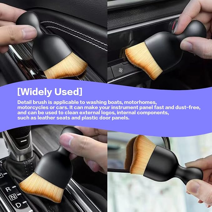 AOCISKA Car Interior Detailing Brush,Soft Bristle Cleaning Brush Car Detailing Brush Dusting Brush,Car Interior Cleaning Tool,Auto Detail Brush Car Dash Duster Brush (Black&Purple)