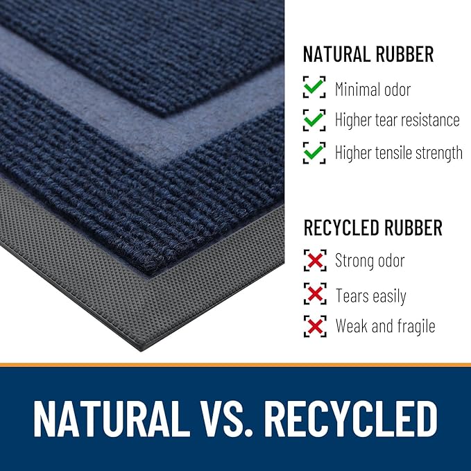 OLANLY Front Door Mat Outside 59x40, All-Season Heavy-Duty Rubber Doormat | Blue, Absorbent, Stain and Fade Resistant, Waterproof Non-Slip Backing, Low-Profile Indoor Outdoor Floor Mat for Entryway