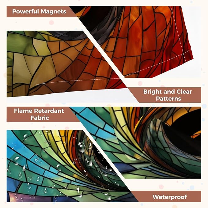 6 Pcs Fluorescent Light Covers for Ceiling Lights Colorful stained glass spiral Magnetic Decorative Shade Filters 4x2 ft for Classroom Office Hospital Decor
