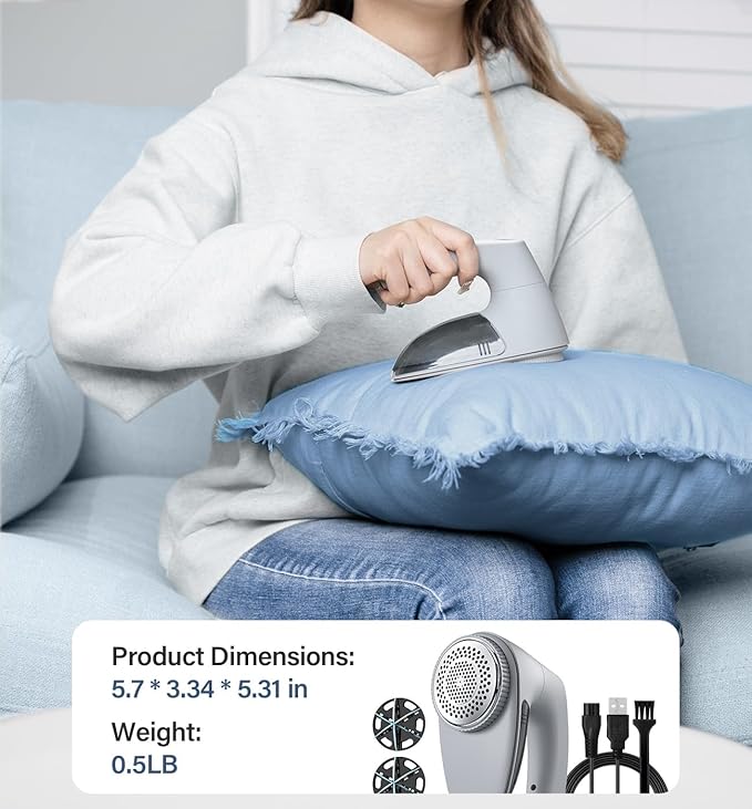 Bymore Fabric Shaver, Lint Shaver, Sweater Shaver for Clothes, Gray | Large 65mm head and six-leaf blades cover more area in fewer passes for fast, even care on sweaters, couches and furniture