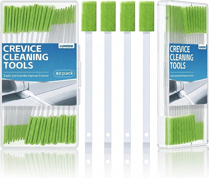 Lumkew Crevice Cleaning Brush Tool Set, Small Spaces Cleaning Brushes Tiny Nook and Cranny Cleaning Tools Cleaner Toilet Seat Detail Thin Tight Gaps Vent Grooves Housekeeping Household Use, Green