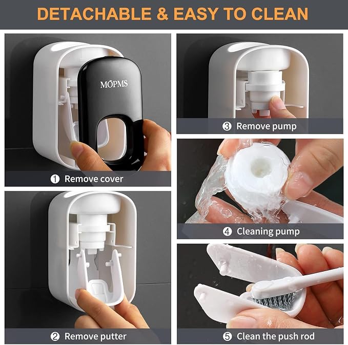 MOPMS Automatic Toothpaste Dispenser Wall Mounted for Kids and Adult 2Pcs | Automatic Toothpaste Squeezer Holder for Bathrooms