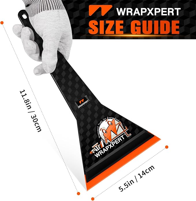 WRAPXPERT Window Tint Squeegee Car Front Window Tint Tools 11.8-inch Long Handle Rubber Scraper for Windshield/Rear Glass Deep Corner Reach Vehicle Tinting Kit