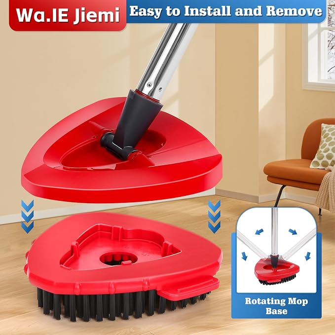 Spin Mop Scrub Brush Replacement (2 Pack +1 Base) for Ocedar RinseClean 2-Tank System – Stiff Bristles for Deep Grout & Tile Cleaning, Heavy Duty Bathroom & Kitchen Scrubber, Long-Lasting Gray Heads