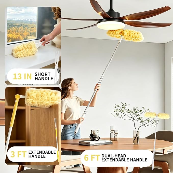 30 Count Yellow Duster Refills for Swiffer Duster Kit with 1 Handle | 2 Sided 360° Heavy Duty Duster, 5X Microfibers, Unscented Disposable Dusters for Cleaning Home, Office, Multi Surface