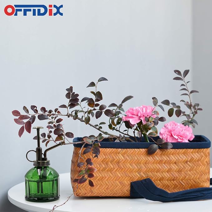 OFFIDIX Glass Plant Mister Vintage Style Spray Bottle Mist 6.7oz Dark Green | Fine Mist Spritzer Bronze Plastic Top Pump, 6.3" Tall 200ml One Hand Watering Can Indoor, Spray Bottle for Garden Small Plant