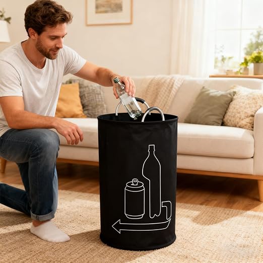 Deposit Bottle Container, Spacious 115L Capacity, Aluminum and Oxford Cloth, Recycling Bin Organizer, Waste Collection Storage, Stackable Design, for Kitchen Home Garage Pantry Beach