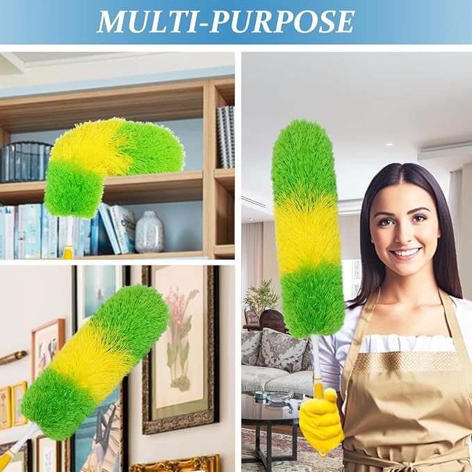 2 Pack 20-inch Microfiber Dusting Dusters with Non-Slip Handles and Bendable Microfiber Duster Heads, Perfect for Household Cleaning, Office Cleaning, and Car Cleaning, Feather Duster for Cleaning