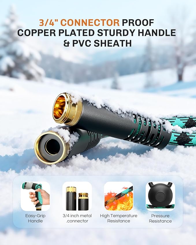 WELLUCK 50 FT Garden Hose - Flexible Water Hose, Lightweight Non-Expanding hose, Leak proof, Pressure Resistant for Yard, Outdoor, 3/4 Inch Solid Brass Fittings and 5-Layer PVC Core