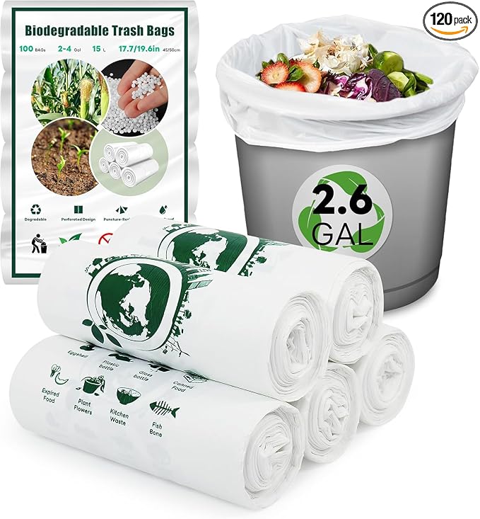 Small Trash Bags 2.6 Gallon - Garbage Bag Biodegradable | for Home Office Dorm Bedroom Car