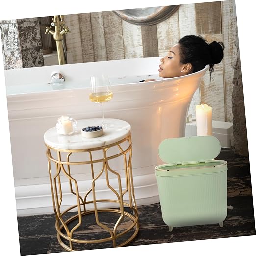 Alipis Sleek Slim Trash Can with Lid for Bathroom Bedroom and Kitchen Stylish Narrow Waste Basket for Spaces Odor-Blocking Design Easy to Clean for Home Decor