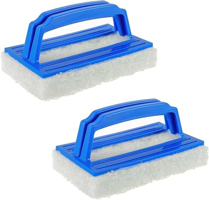 Hand-Held Sponge Swimming Pool Scrub Brush | for Pool Tile & Grout, Walls, Vinyl Liners, Spas, Kitchen, Bathroom, Shower Tile (2 pcs)