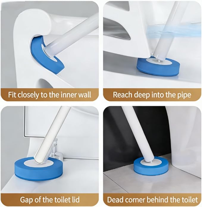 RV Toilet Brush, Disposable Toilet Bowl Cleaner Wand, 32 Cleaner Refills | Wall-Mounted, Compact Design, RV Accessories, Hands Free Toilet Brush, for RV Travel Trailers and Campers and Small Bathroom