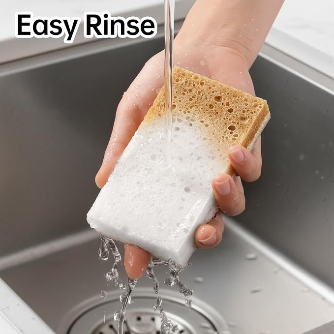 JOYMOOP Textured Clean Sponges, Dual-Sided Non-Scratch Soft Scrub Dish Sponge, Safe for Non-Stick Cookware, Kitchen and Household Cleaning, 36 Pack [Grey & White]