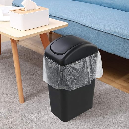 Farmoon 3.5 Gallon/14 L Slim Swing Lid Trash Can for Office Study Bathroom | Small, Black Garbage Bin