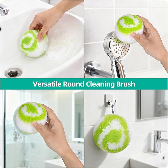 Qaestfy Non-Scratch Scrubber Pads Replacement for Tub and Tile Shower Scrubber - 4 Pack, Compatible with 4-in-1 Bathroom Cleaning Brush, Heavy Duty Scrubbing Pads for Bathtub, Tile, Glass, Shower